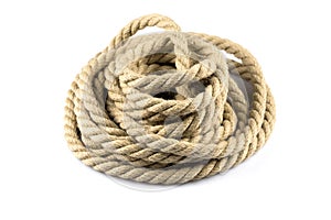 Twisted thick rope on white