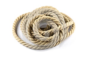 Twisted thick rope on white