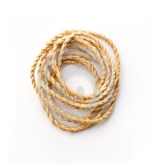 Twisted thick rope on white