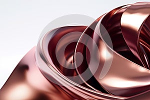 Twisted Waves in Burnished Copper and Maroon Red: Stunning 3D Render with a Modern Minimalist Flair