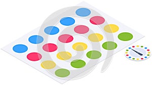 Twister game mat with colored circles, mobile outdoor game for active company and fun pastime