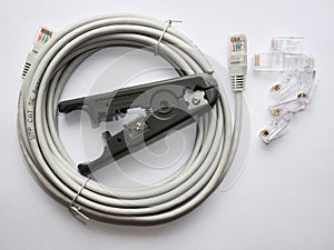 Twisting Cable Tool Twisted Pair Ethernet UTP Cat 5, Crimping RJ45 LAN cable, Stepping to crimping RJ45 connector
