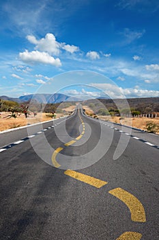 Twisting lane marking on road