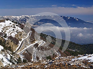 Twisting mountain road