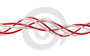 Twisting red and white strings