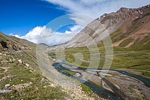 Twisting river Jil-Suu in Kirgizia