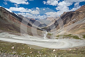 Twisting road going to Barskoon pass, Kirghizia
