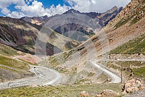 Twisting road from Kumtor gold mine, Kirghiizia