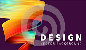 Twisting shapes, strip, ribbon, tape horizontal multicolor design for banner. Abstract background.