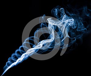 Twisting smoke spiralon black background