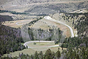 A twisting, winding mountain road