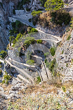 Twisty road on Capri island