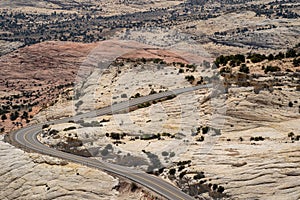 Twisty road in Grand Staircase-Escalante National Monument at Head of the Rocks overlook