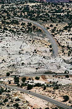 Twisty road in Grand Staircase-Escalante National Monument at Head of the Rocks overlook