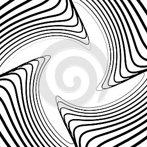 Twisty, spirally shape abstract monochrome geometric element.