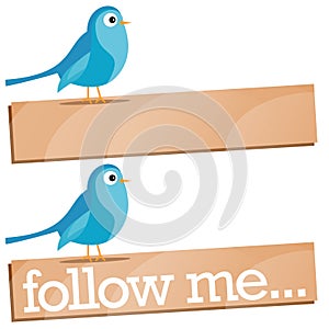 Twitter Bird with Follow Me sign photo