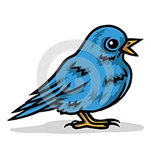 Twitter Bluebird Blue Baby Bird Cartoon Mascot Illustration Vector Drawing Art