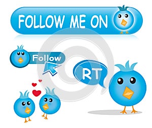 Twitter icon & button set photo