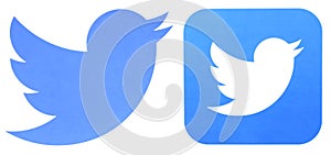 Twitter icon printed on paper