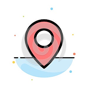 Twitter, Location, Map Abstract Flat Color Icon Template
