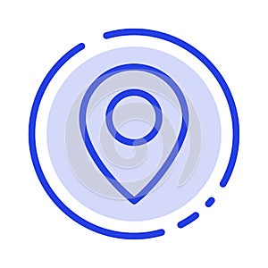 Twitter, Location, Map Blue Dotted Line Line Icon