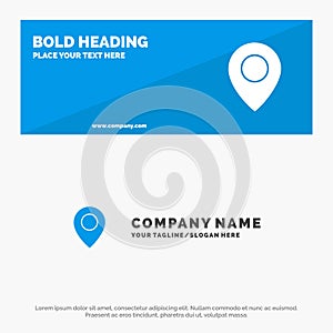 Twitter, Location, Map SOlid Icon Website Banner and Business Logo Template
