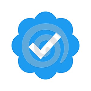 Twitter verified profile badge. Blue verified twitter account icon. Social media account verification icon. Blue check mark sign.