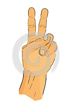 two 2 gesture vector hand draw sketch doodle man hand