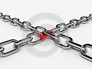 Two 3d chains connected with one link