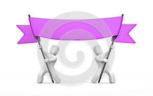 Two 3D character stretch purple banner