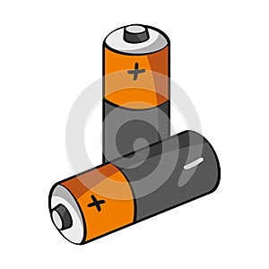 Two AA size batteries isolated on white backgraound