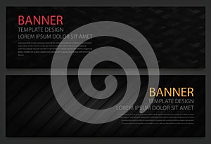 Two abstract black banners. Business design template. Website template. Horizontal banners set. Vector