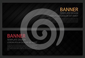 Two abstract black banners. Business design template. Website template. Horizontal banners set. Vector