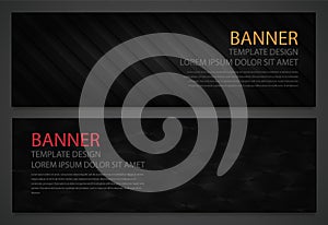 Two abstract black banners. Business design template. Website template. Horizontal banners set. Vector