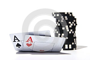 Two aces with chips