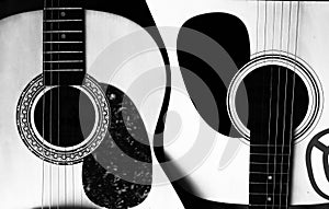 Two acoustic guitars in the form of yin-yang photo