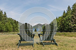 two adirondack chairs scenic