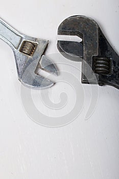 Two adjustable wrenches. On white background