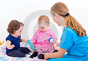 Two adorable baby at the doctor