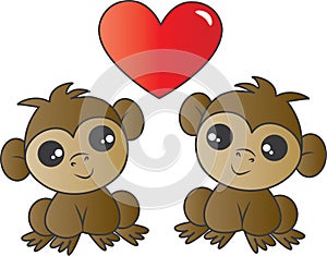 Two adorable monkeys in love