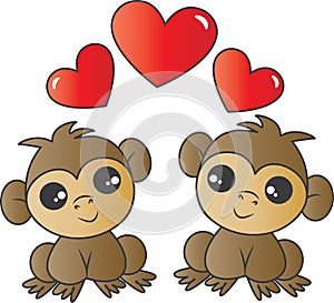 Two adorable monkeys in love