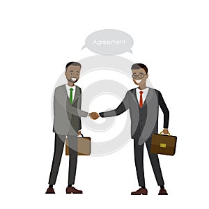 Two African american businessman shake hands