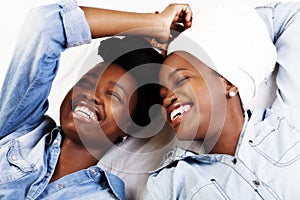 Two African American Women Laughing Portraits Reclining