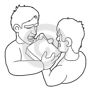 Two aggressive men fighting for box icon