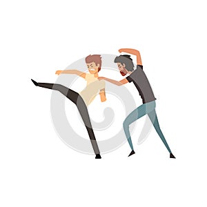 Two aggressive men fighting vector Illustration on a white background.