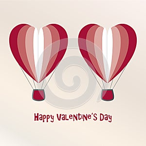 Two Air Baloons Valentine Day Card
