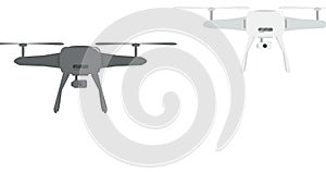 Two air drones. Black air drone and white air drone modern animation.