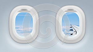 Two airplane or jet windows
