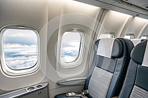 Two Airplane Windows - Jet Interior