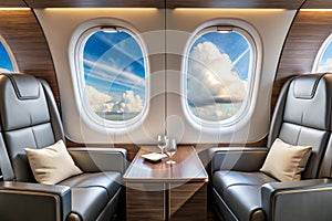 Two Airplane Windows - Jet Interior